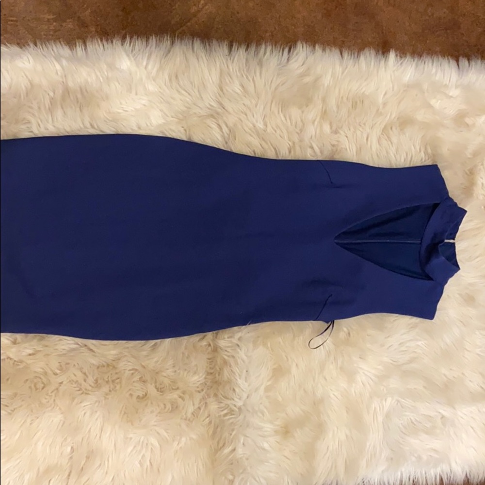 Guess blue body con dress with high neck & cutout